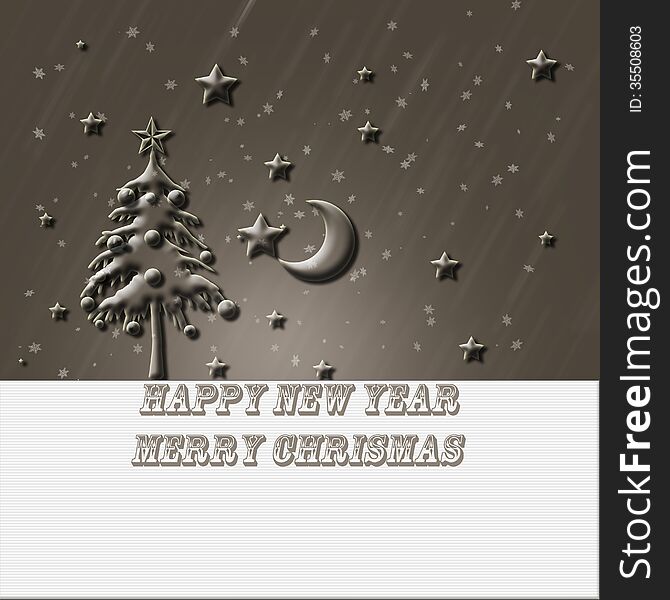 New Year brown card,Christmas brown card. New Year brown card,Christmas brown card