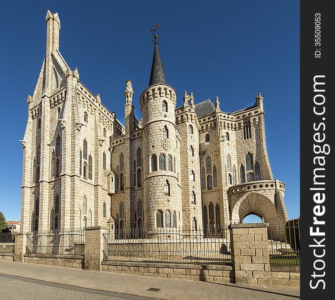 View of episcopal palace in Astorga, Leon, Spain. View of episcopal palace in Astorga, Leon, Spain.
