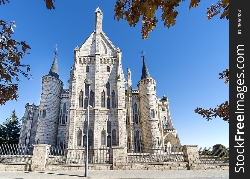 View of episcopal palace of Astorga, Leon, Spain. View of episcopal palace of Astorga, Leon, Spain.