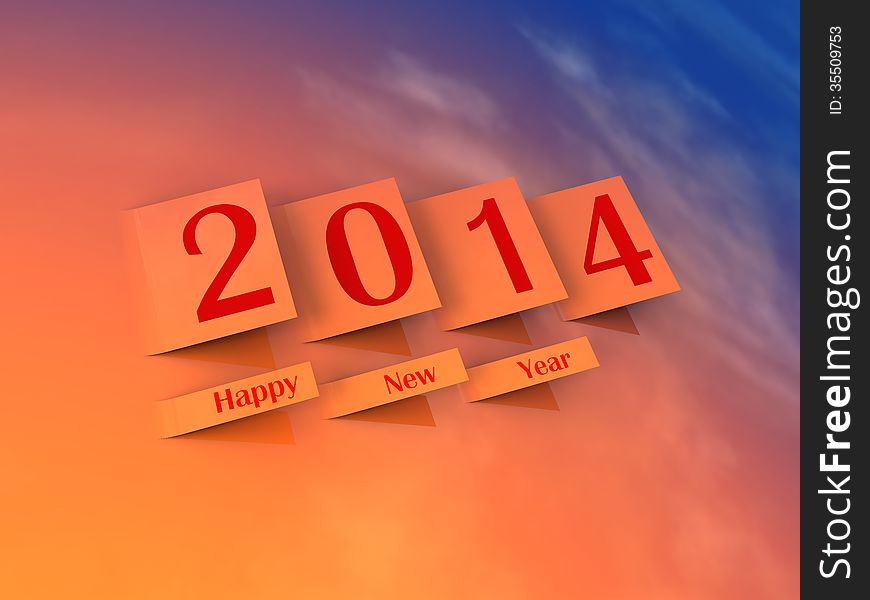 Stickers with number 2014 and a wish of happy New Year with a sunrise background on a planet the Earth. Stickers with number 2014 and a wish of happy New Year with a sunrise background on a planet the Earth.