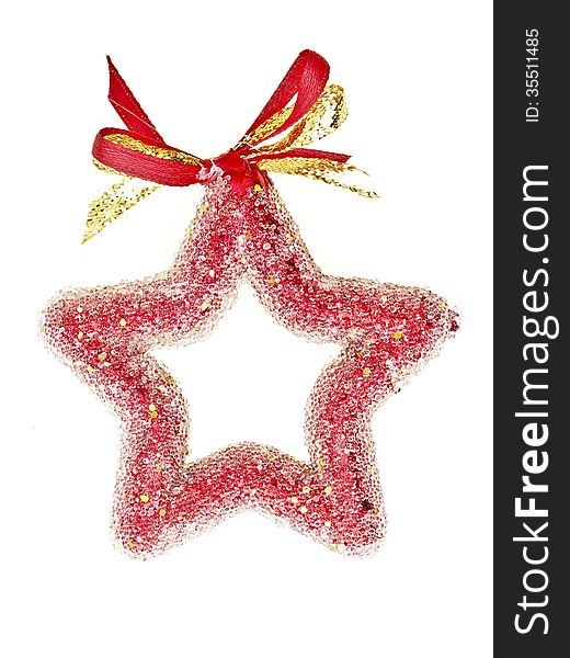 Red five pointed star christmas decoration for design work. Red five pointed star christmas decoration for design work