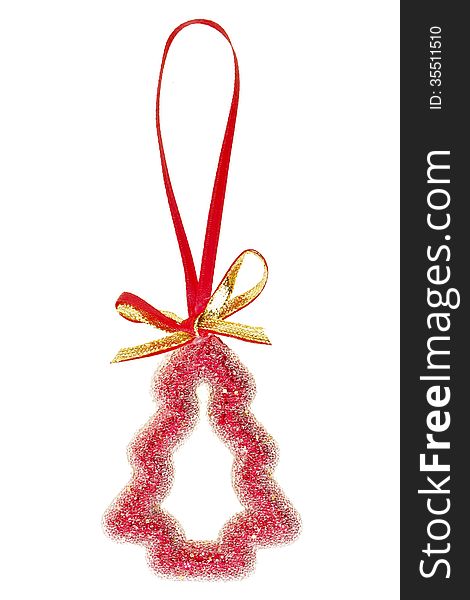 Red christmas tree decoration for hanging on tree. Red christmas tree decoration for hanging on tree