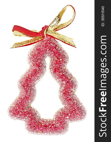 Red christmas tree decoration for design work on white background