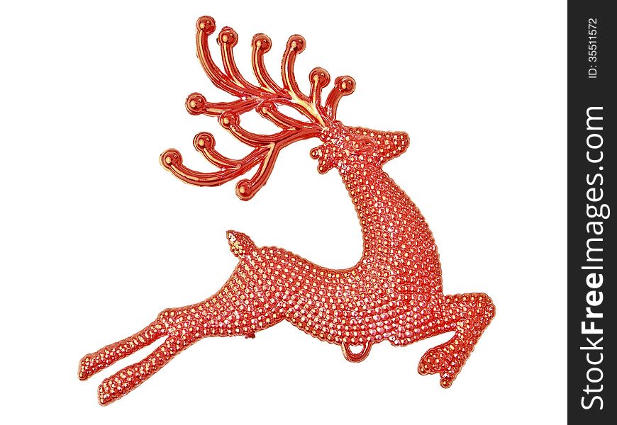 Red reindeer christmas decoration for design work on white background