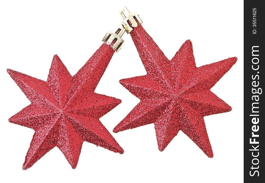 Dual red eight pointed star christmas decoration for design work. Dual red eight pointed star christmas decoration for design work