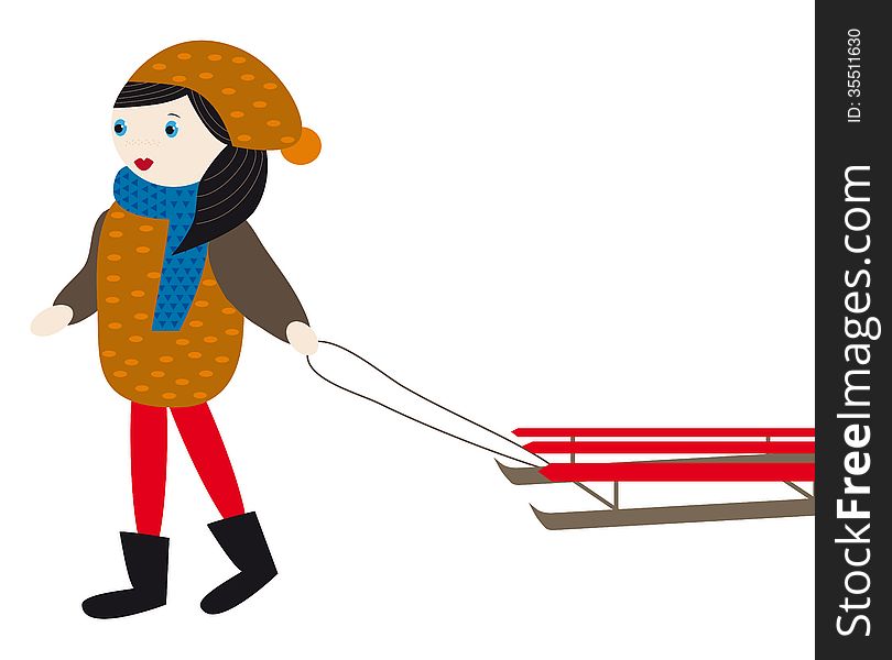 Girl with sled