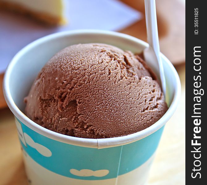 Homemade chocolate ice cream scoop. Homemade chocolate ice cream scoop