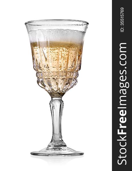 Goblet of champagne isolated on a white background