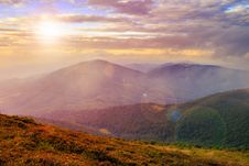 Morning Light On Mountain Slope With Forest Stock Photo Morning Light On Mountain Slope With Forest Stock Photo