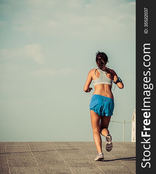 Runner running - healthy lifestyle concept. vintage color. Runner running - healthy lifestyle concept. vintage color