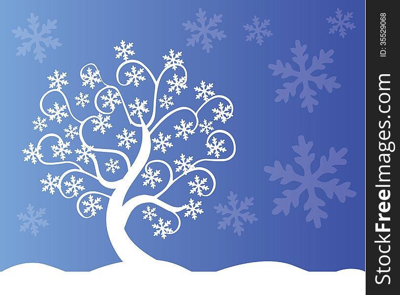 Illustration of a beautiful winter tree.