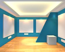 Empty Room Blue Gallery Stock Photography Empty Room Blue Gallery Stock Photography