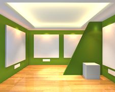 Empty Room Green Gallery Stock Photos