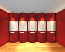 Empty Room Red Curved Gallery Stock Photography