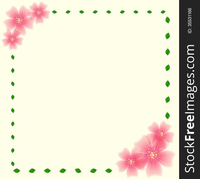 Cute frame with flower and leaves