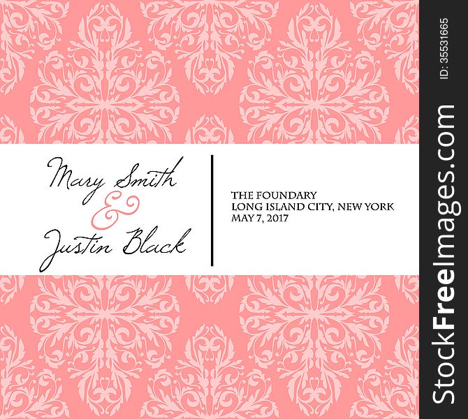 Wedding card or invitation with abstract floral background