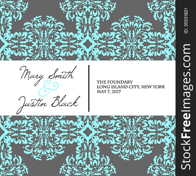 Wedding card or invitation with abstract floral background