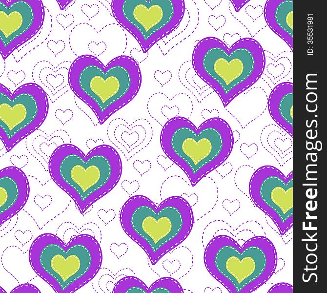 Seamless background with color hearts