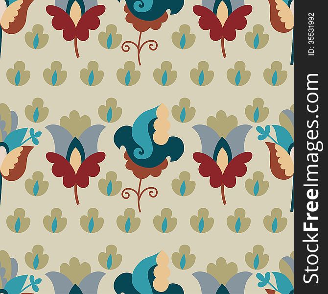 Seamless color flower pattern