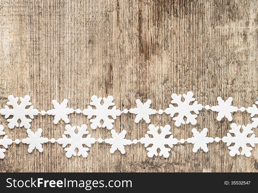 Christmas Decoration. Snowflakes On Wood