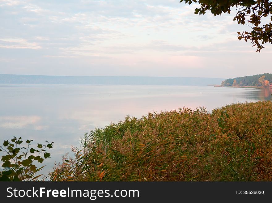 Autumn lake shore