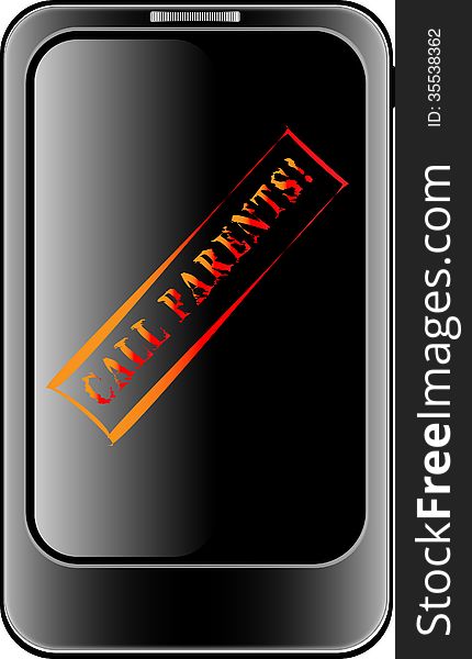 Preview smartphone with the inscription Call parents