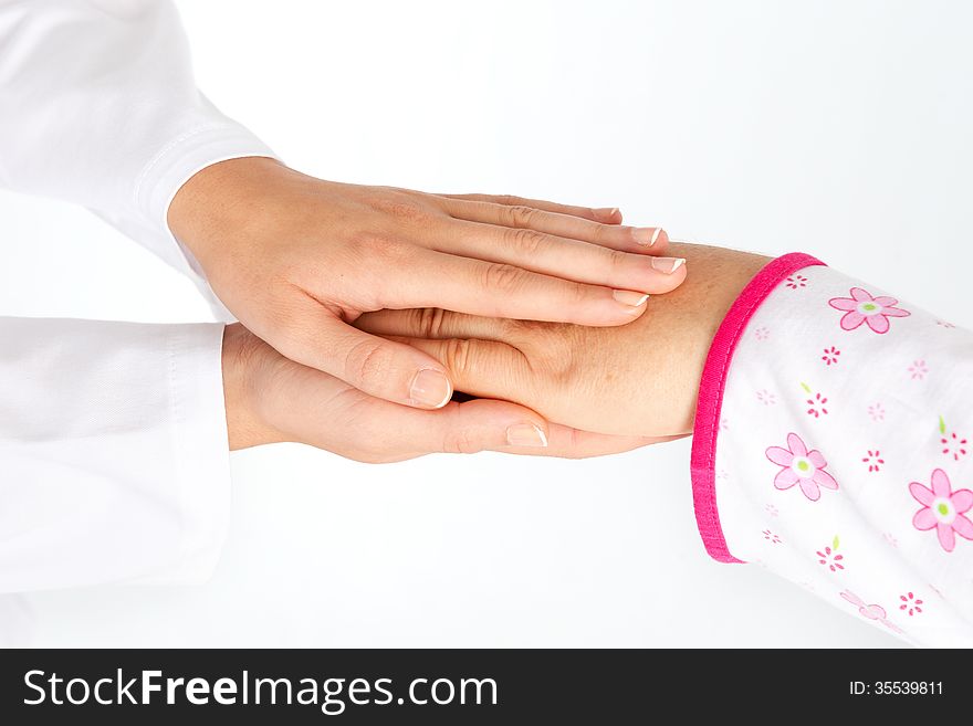 Nurse helping senior isolated on white