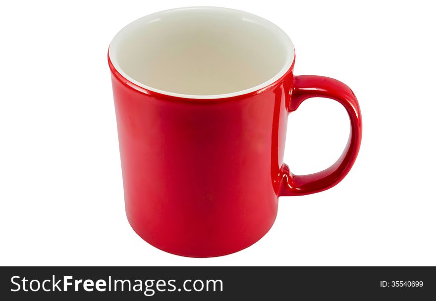 Red tea cup isolated on white background