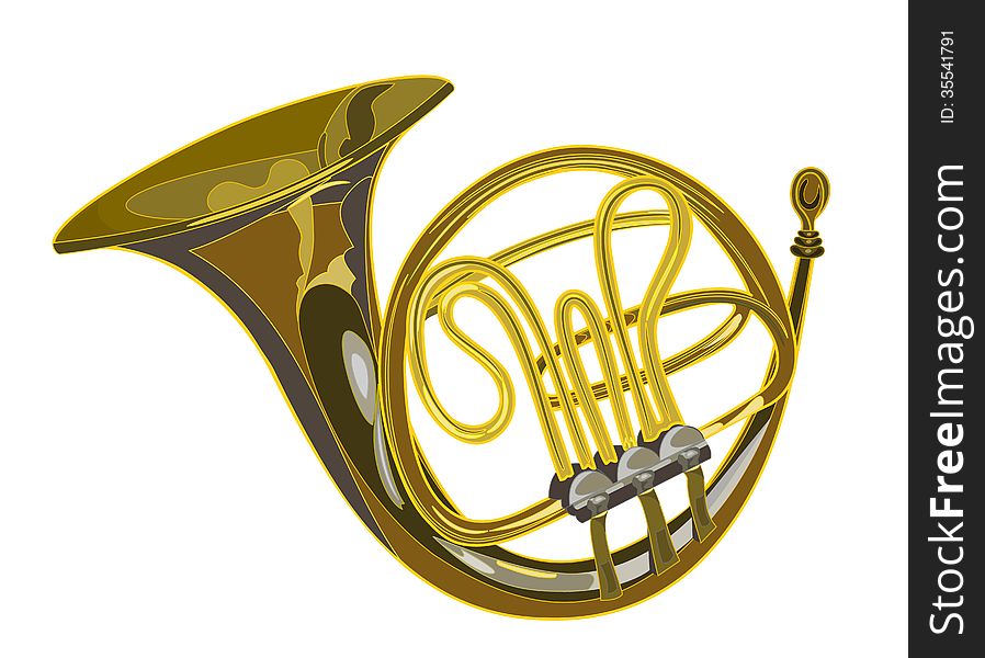 French horn clavichord elegant element hunting vector illustration. French horn clavichord elegant element hunting vector illustration