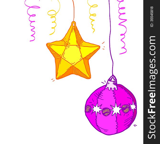 Merry Christmas decorations sketch
