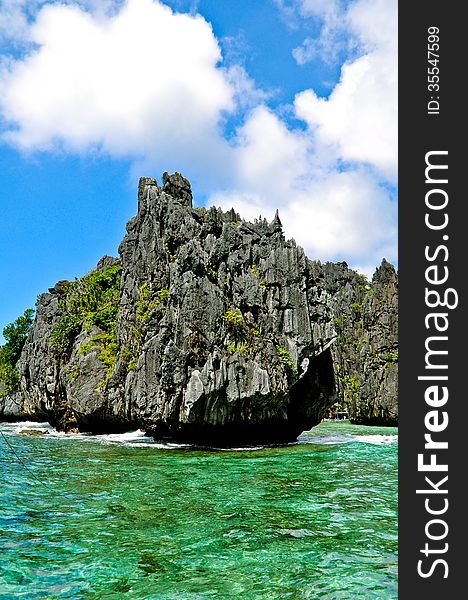 Tropical paradise islands, rocks around El Nido, Philippines.