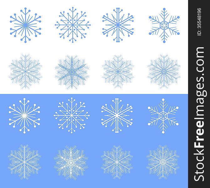 Snowflake Set - Christmas Illustration, Vector.