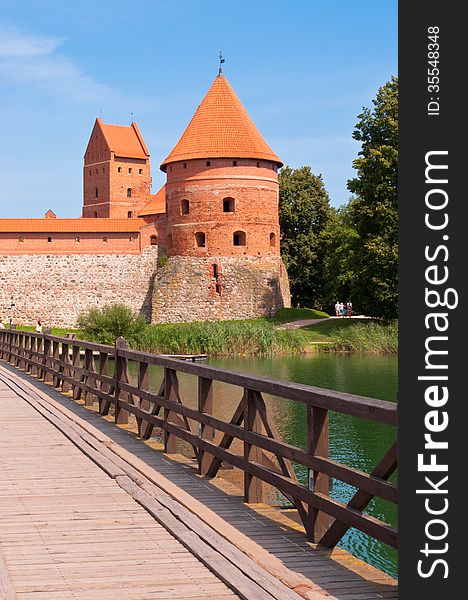 Beautiful Medieval Trakai Castle in an Island in the Lake on a beautiful summer day in Lithuania.