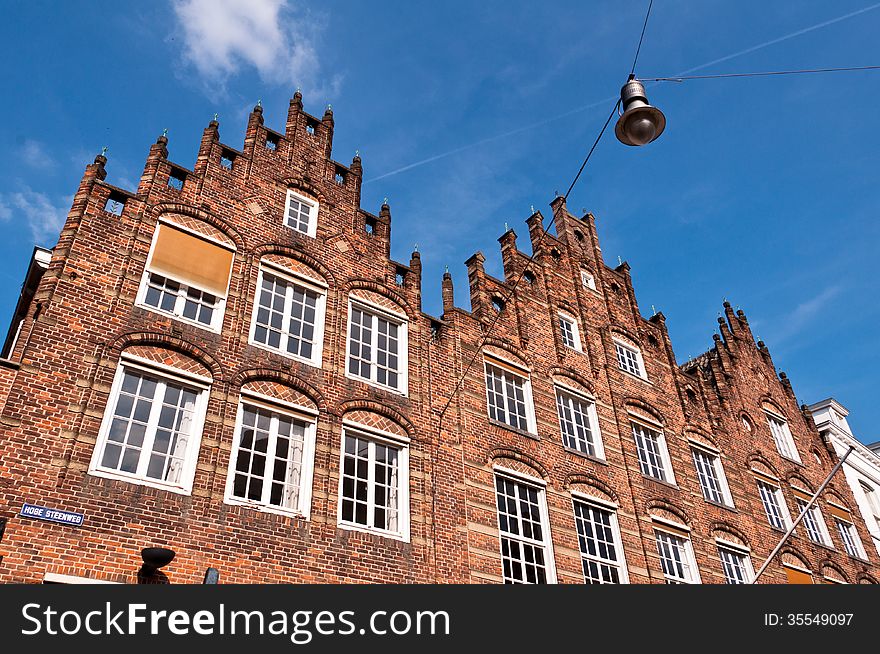 Traditional Dutch architecture building facade in Den Bosch.