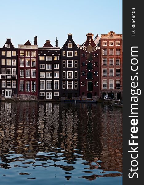 Traditional Dutch Architecture Houses in Amsterdam, The Netherlands.