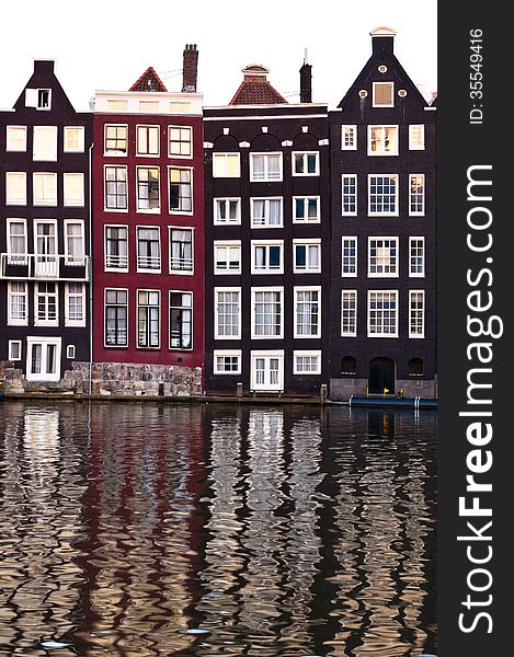 Traditional Dutch Architecture Houses in Amsterdam, The Netherlands.