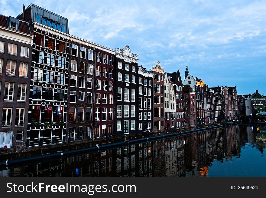 Traditional Dutch Architecture Houses in Amsterdam, The Netherlands.