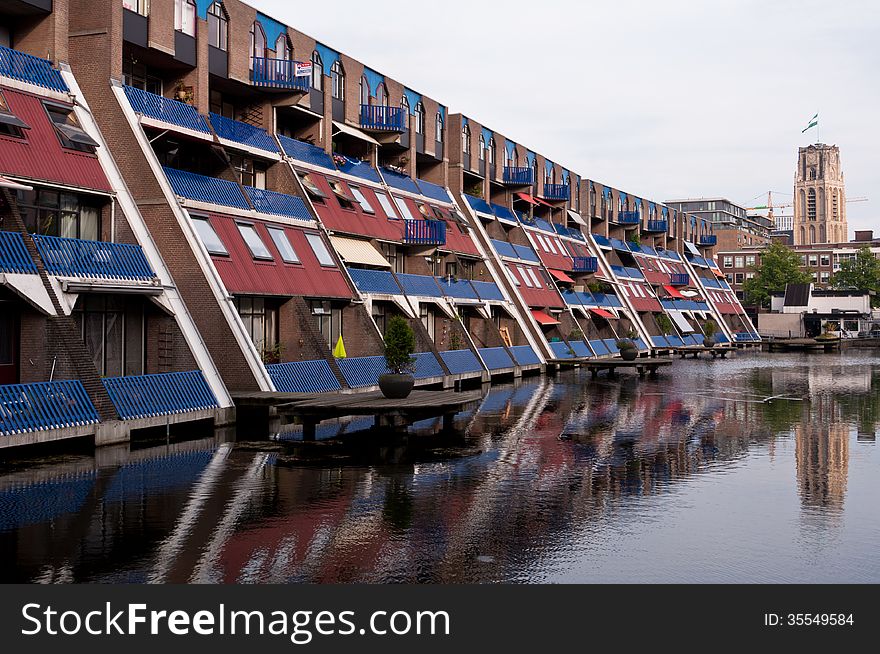 Dutch Houses Reflection On Water