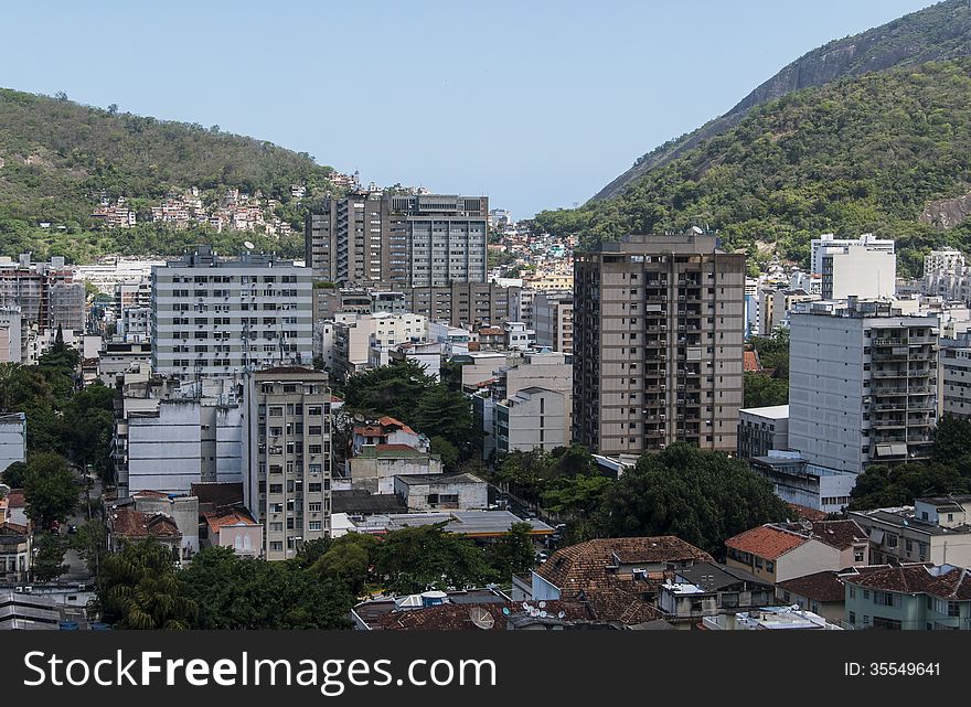 Aerial view of Rio de Janeiro Botafofo district from the Santa Marta slum. Aerial view of Rio de Janeiro Botafofo district from the Santa Marta slum.