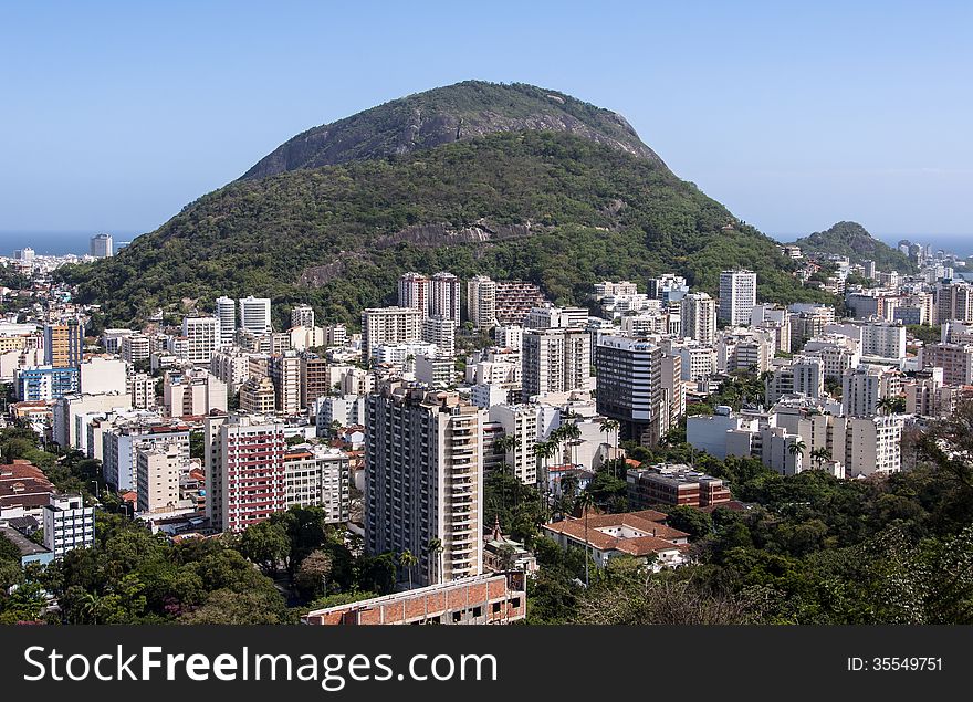 Aerial view of Rio de Janeiro Botafofo district from the Santa Marta slum. Aerial view of Rio de Janeiro Botafofo district from the Santa Marta slum.