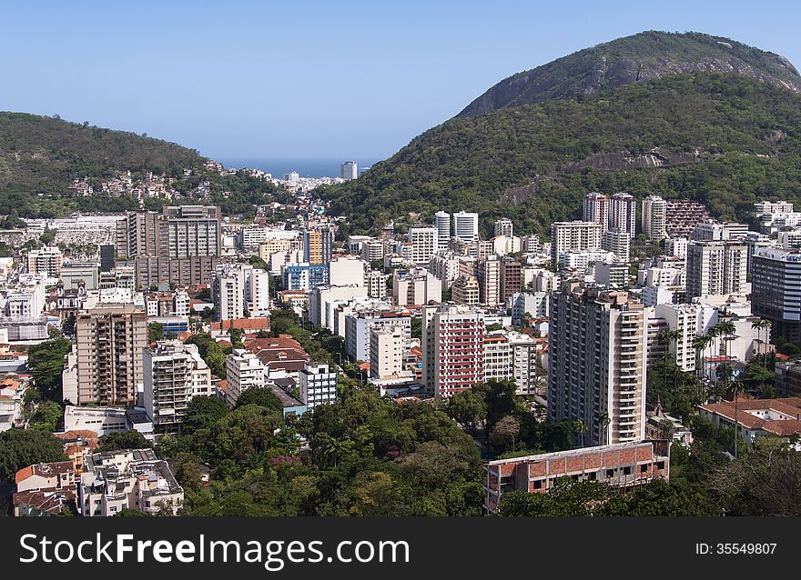 Aerial view of Rio de Janeiro Botafofo district from the Santa Marta slum. Aerial view of Rio de Janeiro Botafofo district from the Santa Marta slum.