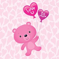 Pink Valentine S Bear With Balloons Stock Photo Pink Valentine S Bear With Balloons Stock Photo