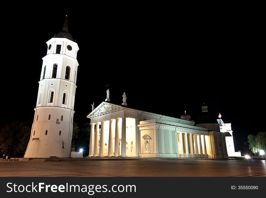 Vilnius Cathedral Square By Night