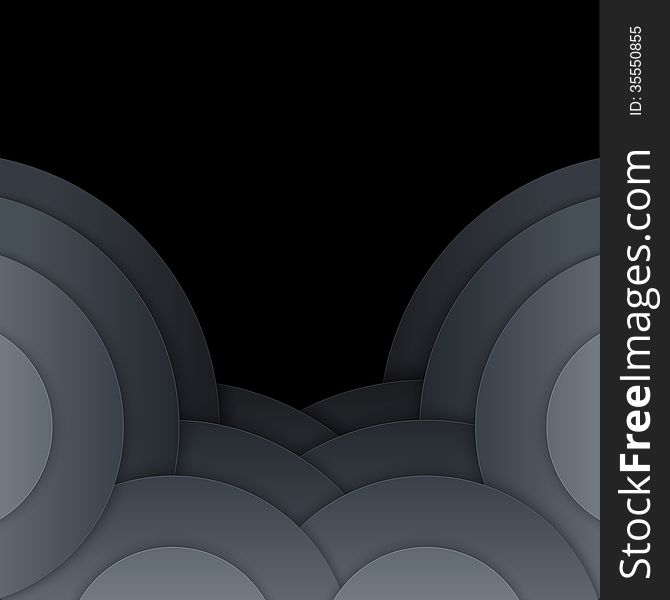 Abstract Dark Grey Paper Circles Background