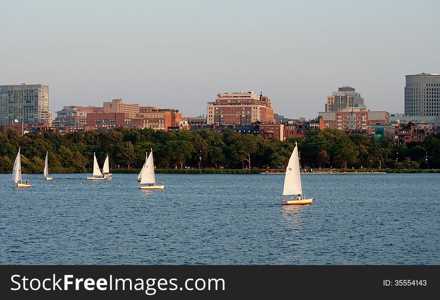 Boston Cityscape And Sailors