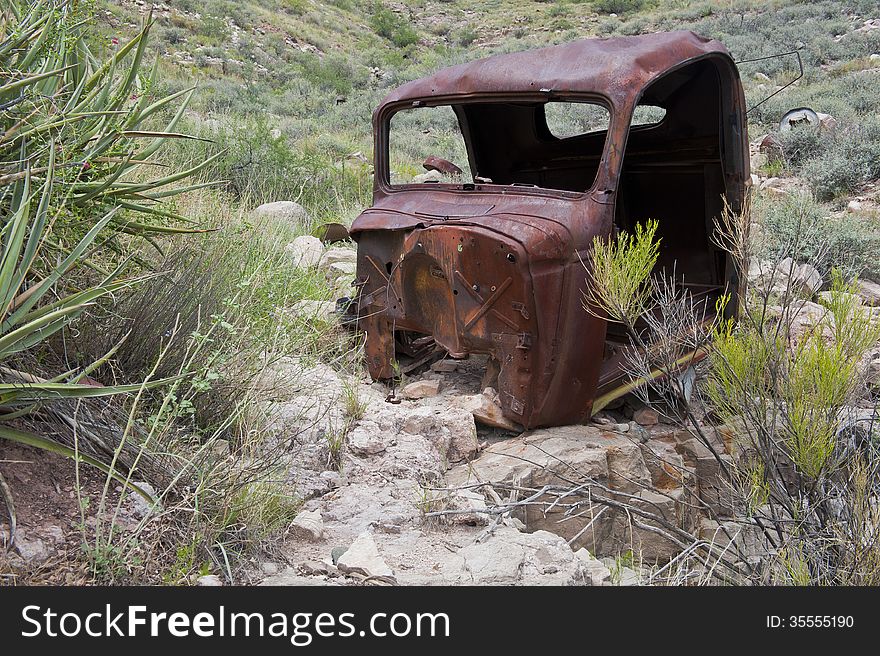 Old Rusty Car/truck In Desert