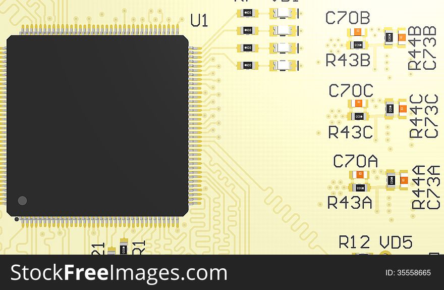 PCB Yellow With Chip