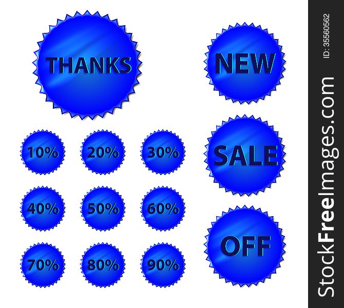 Set sales icons in blue color.