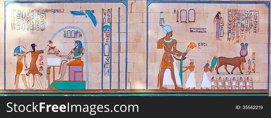 Ancient Egyptian hieroglyphic carving & paintings - pharaonic art. Ancient Egyptian hieroglyphic carving & paintings - pharaonic art