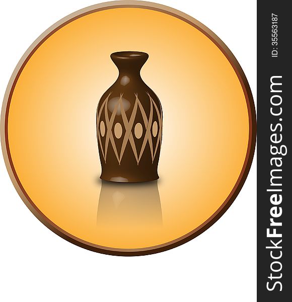 Ancient vase on a round background color of pich